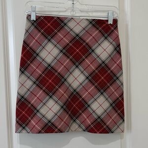H&M Women's Red Tartan Plaid Lined Mini Skirt size 2
